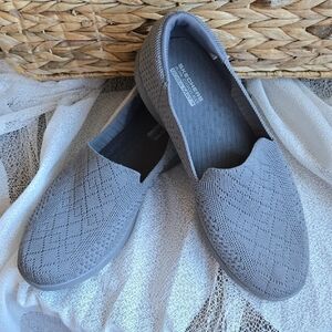 Skechers Slip-On Knit Loafers in Gray
